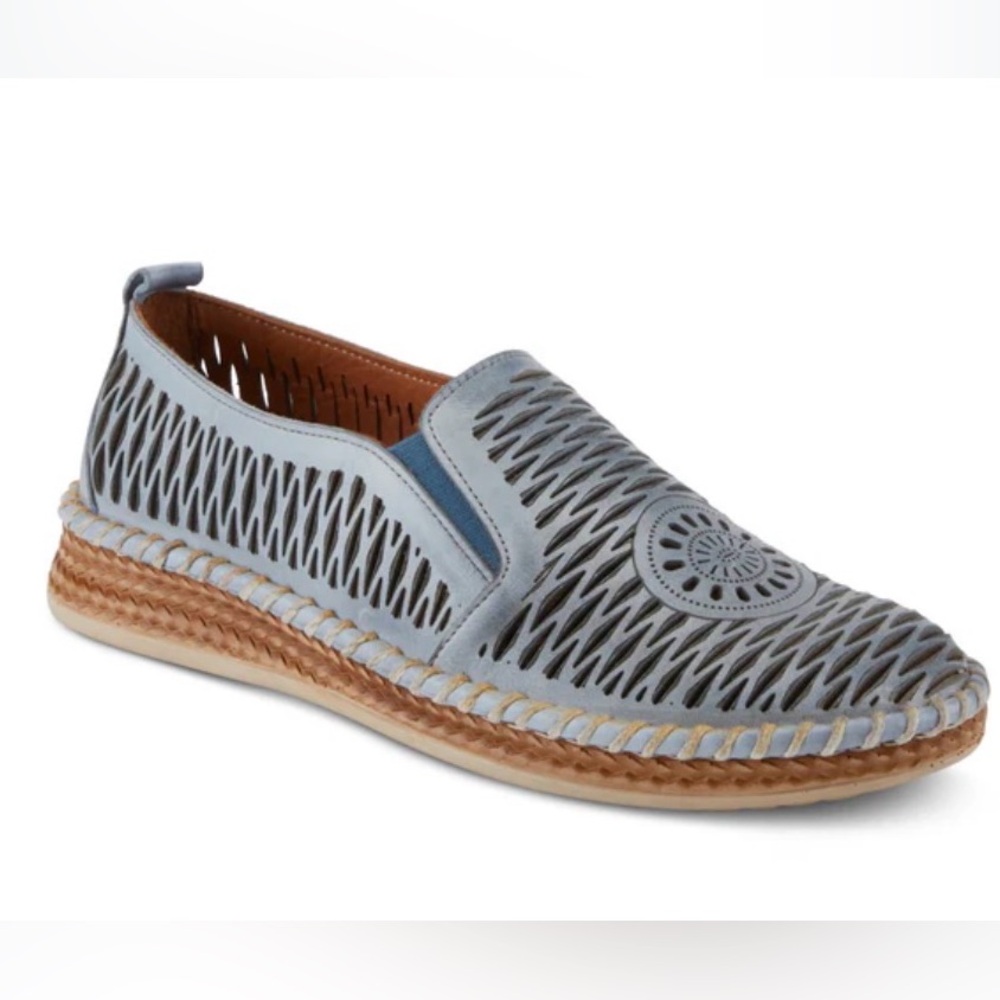 Spring Step Newday Espadrille Flat Leather Loafer Slip-on Blue/Gray 9US 40EU